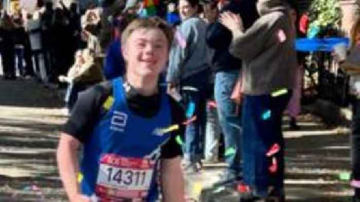 Runner with Down's syndrome dances through marathon