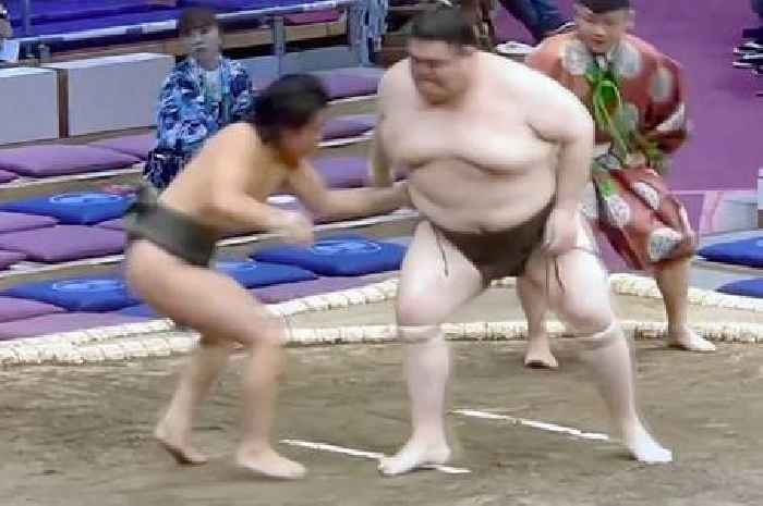 Tiny sumo boy, 16, beats wrestler more than twice his size and age in stunning video