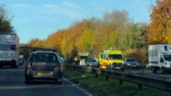 A27 reopens following crashes and oil spill