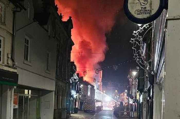 Pictures show devastation after huge fire rips through Abergavenny shop