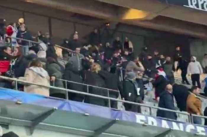 France and Israel fans fight in the stands as tensions boil over during Nations League clash