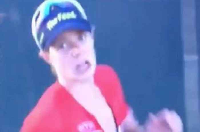 Grimacing athlete begs cameraman not to film behind her after 's***ing herself'