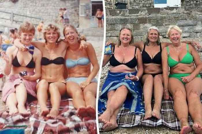 South West sisters recreate photo taken 40 years ago on favourite beach - still eating Wotsits