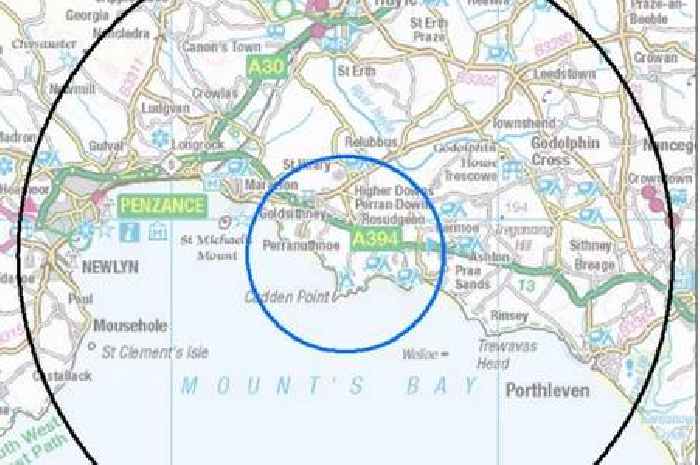 Map shows protection zones after bird flu outbreak is confirmed in Cornwall