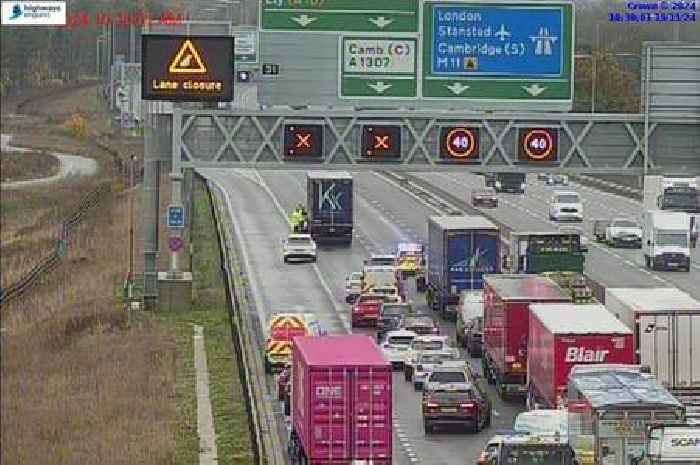 Live A14 updates as two lanes closed after crash with car and lorry