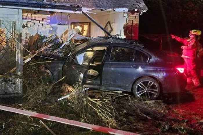 Reckless teen speeding at 130mph crashes dad's BMW into home