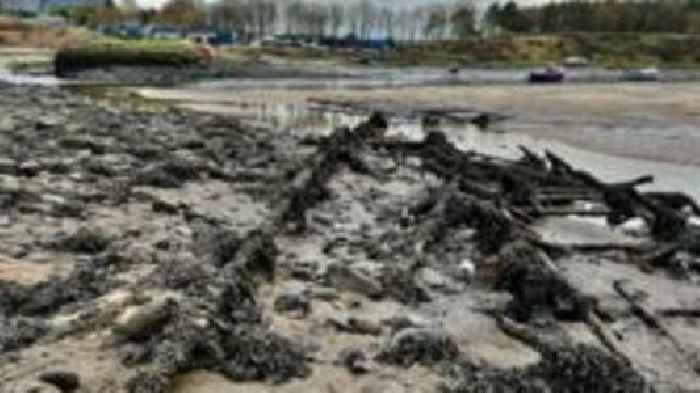 Buried 'WW2 defences' appear on beach