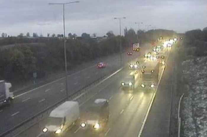 Vehicle falls off trailer and lands on M5 central barrier near Gloucester Services