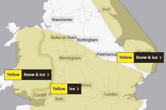 Met Office issues yellow weather warning for ice in Birmingham as temperatures plummet to -3C