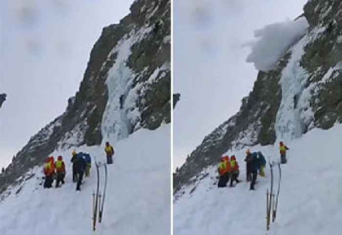 Rescue Team Doing Drill Gets Caught in an Avalanche