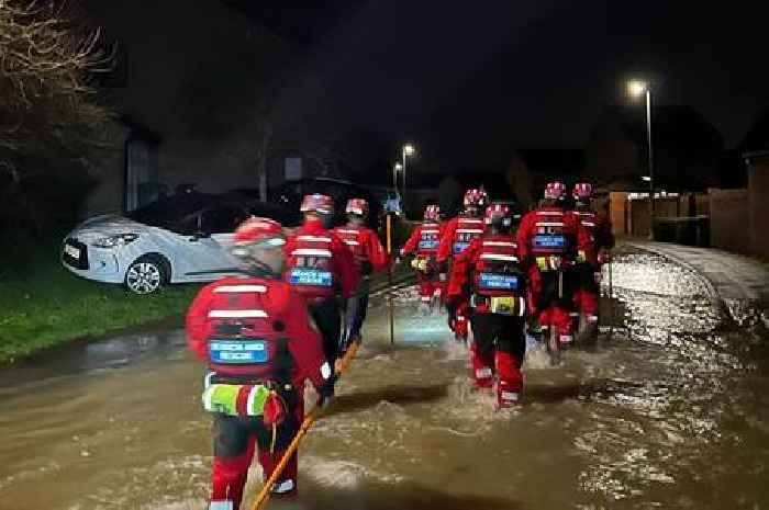 Relief centre set up after homes and roads are flooded in Yate after Storm Bert