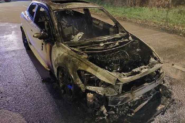 Volvo destroyed in huge A417 car fire - pictures