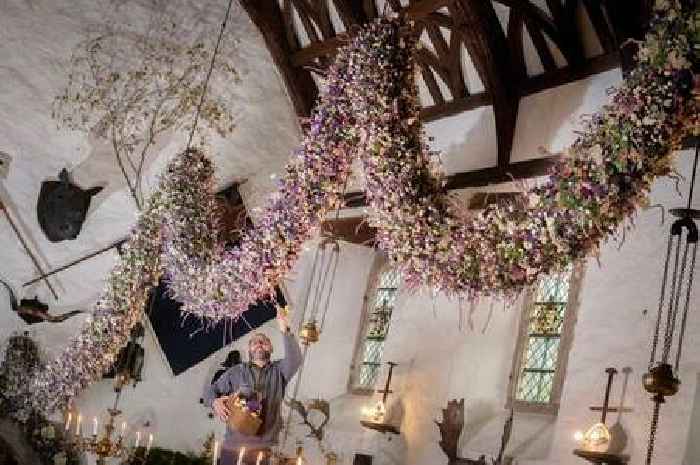 Cotehele National Trust estate turned into a winter wonderland with huge flower garland