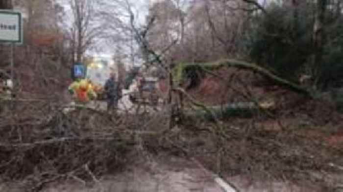 Damage and disruption as Storm Darragh hits South