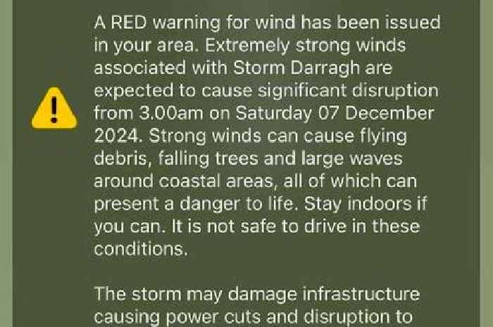 Storm Darragh: UK residents panicked after red 'danger to life' phone alert