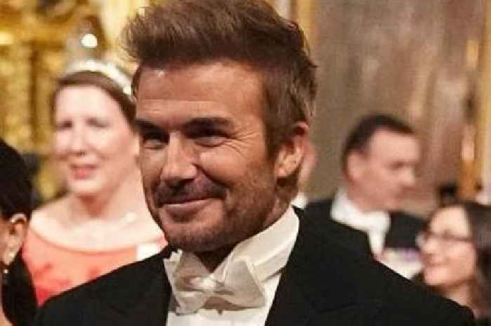 David Beckham believes royal knighthood is finally 'on it's way' as he beams at King's banquet