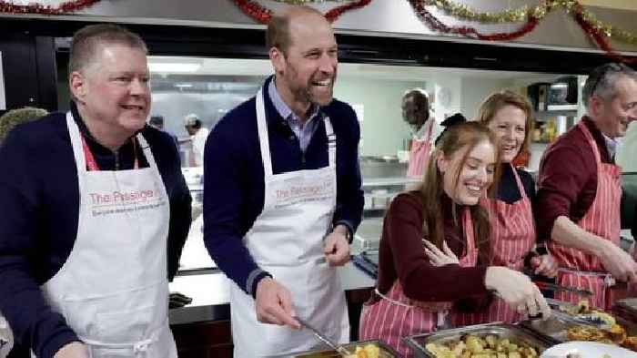 Prince William serves Christmas lunch at homeless shelter he visited with Diana