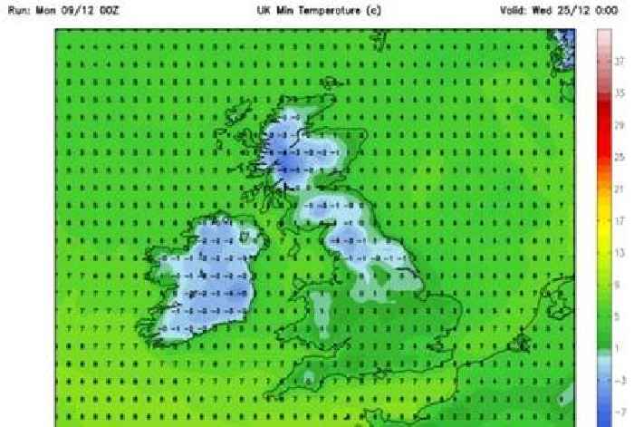 UK faces sleet and snow during Christmas week as weather maps say -5C arctic blast to hit