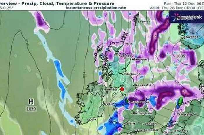 Huge wall of snow to sweep across UK in shock new purple weather maps