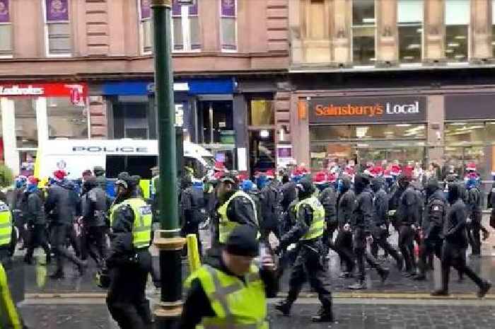 Celtic and Rangers fans in violent clashes in Glasgow city centre as Christmas shoppers hide