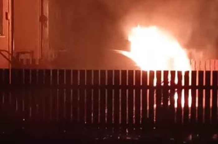 'Loud explosion' rocks street in Scots town as car bursts into flames