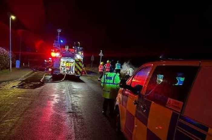 Porsche found on fire in Cambridgeshire ditch with driver nowhere to be seen