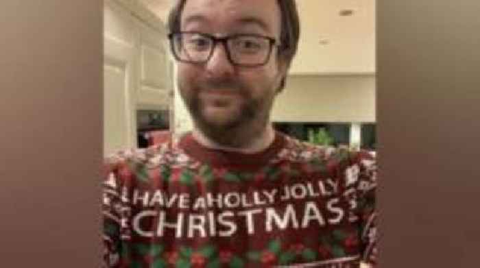 Christmas jumper man walks for men's mental health