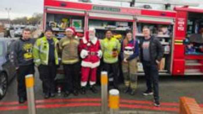 Toy-filled fire engines' festive joy for hospitals