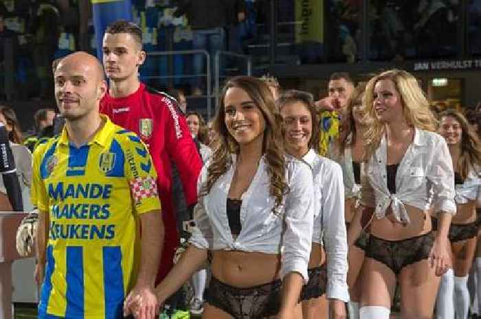 Football club had lingerie models replace mascots as players couldn't hide grins