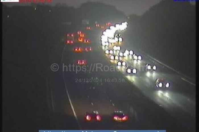 M1 partly closed near Loughborough after crash