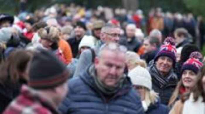 Crowds gather to watch Royals attend service at Sandringham