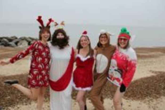 Hundreds of swimmers take Christmas Day North Sea dip