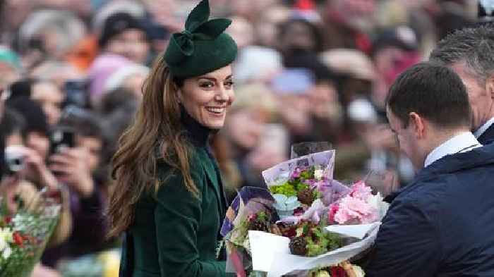 Princess of Wales 'laden' with flowers after royals attend Christmas Day church service at Sandringham