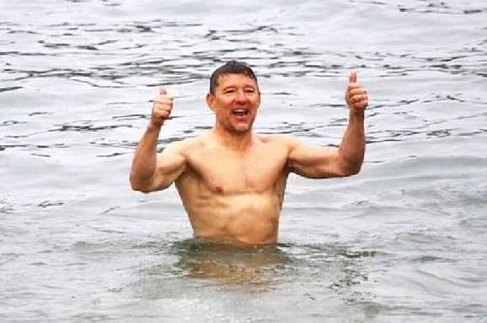 Ben Shephard pictured braving the cold for Christmas Day swim in Cornwall