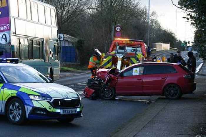 Bus and car involved in crash on major Leicestershire road