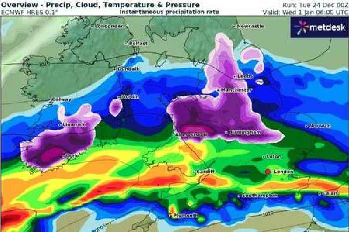 New Year weather maps show snow, 75mph winds and heavy rain forecast