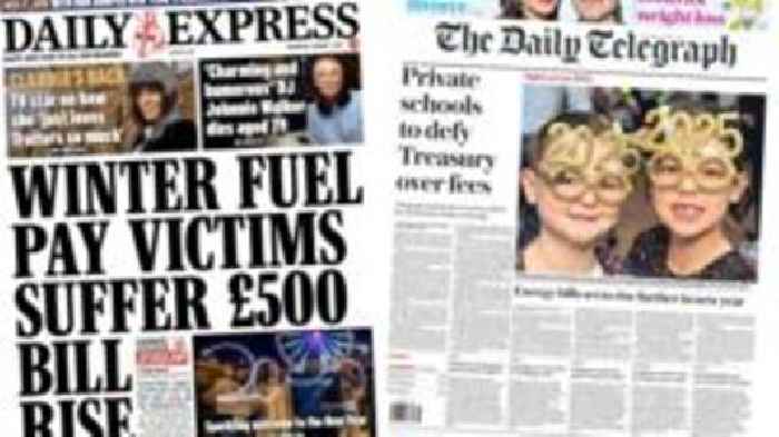 The Papers: Energy bills 'to rise further' and world rings in 2025