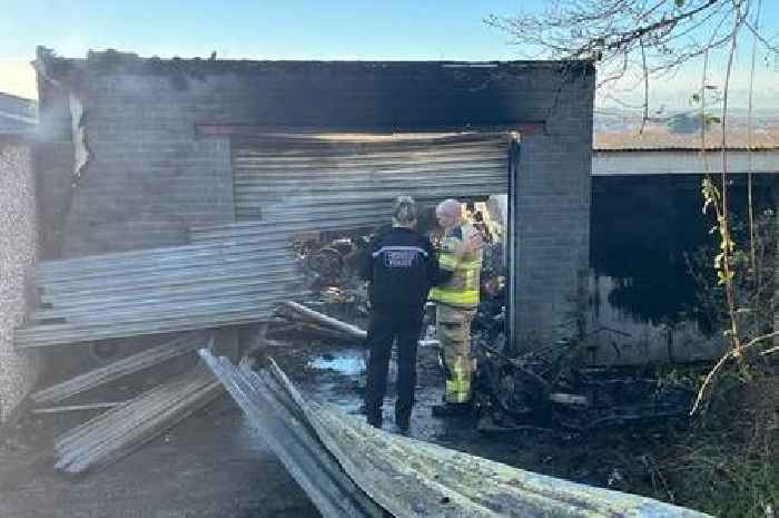 Fire destroys Llanharan garage in blaze that left scene a charred mess