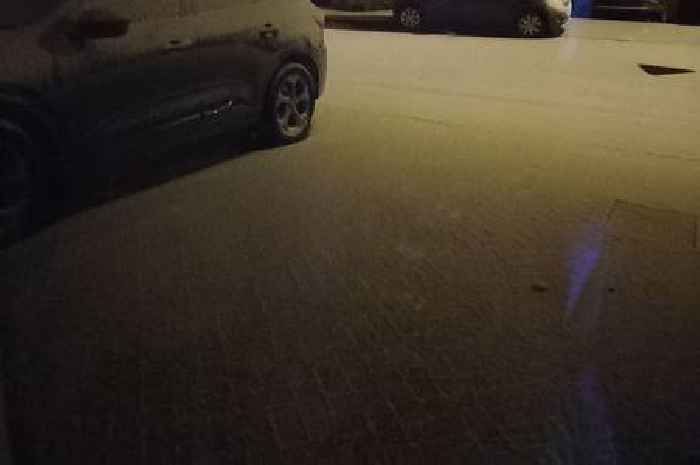 Snow falling in North Staffordshire tonight