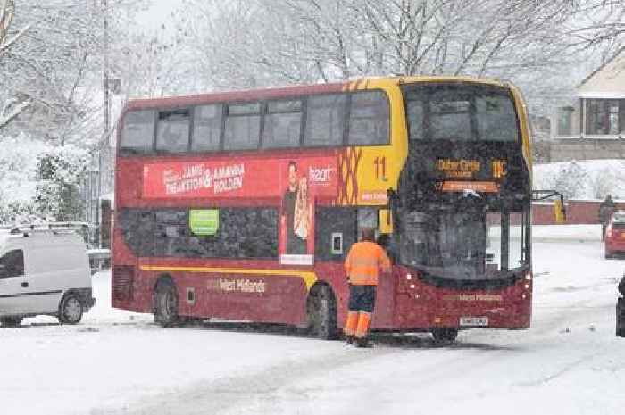 Full list of Birmingham bus service diversions in place today as snow covers city