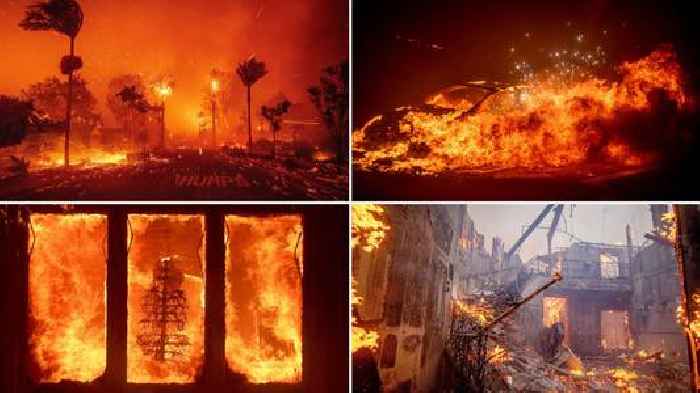 In pictures: Wildfire rages through upmarket suburb of Los Angeles