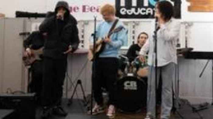 Students 'shocked' by Ed Sheeran school visit