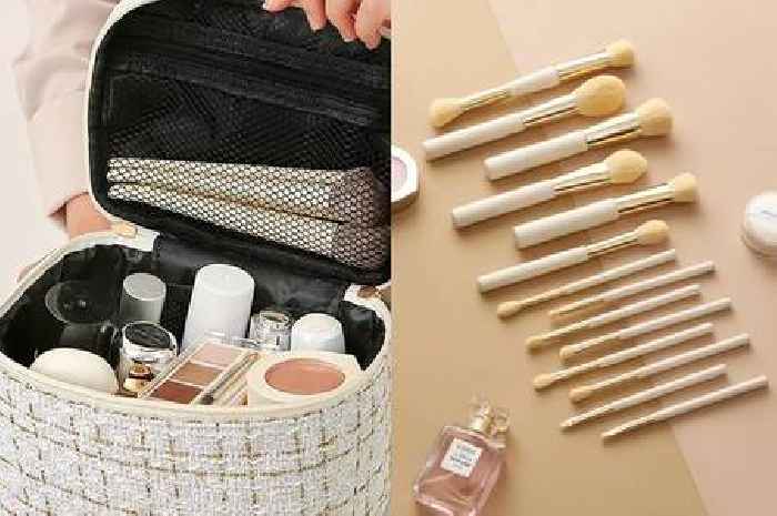 Debenhams £38 luxury makeup brush set now £12 with matching £30 bag for £7