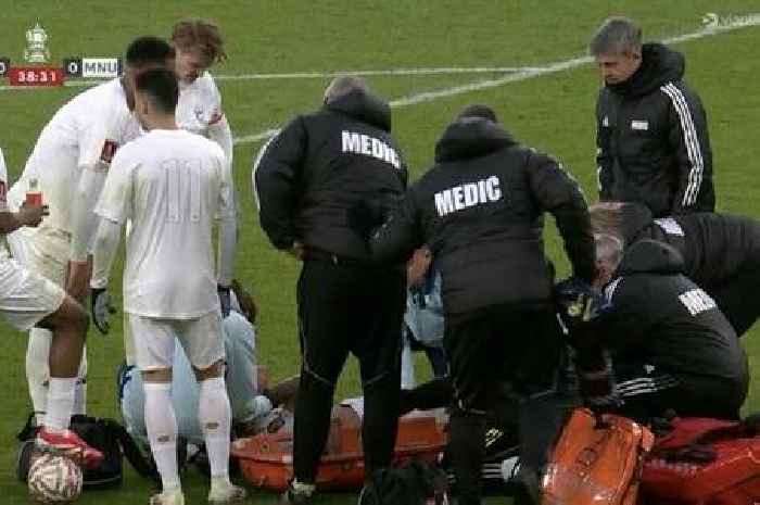 Arsenal star goes off injured on stretcher vs Man Utd in big blow to title hopes