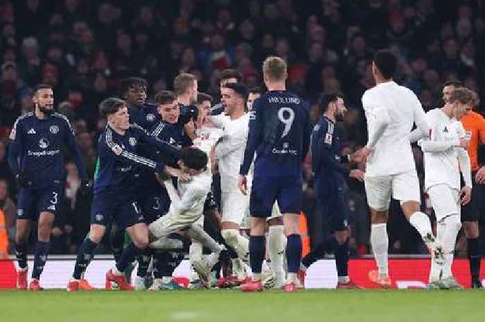 BREAKING Arsenal and Man Utd stars brawl in FA Cup chaos after red card and penalty