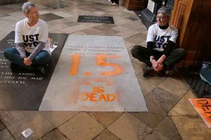 Derby Just Stop Oil protester spray-paints ‘1.5 is dead’ on Charles Darwin’s grave