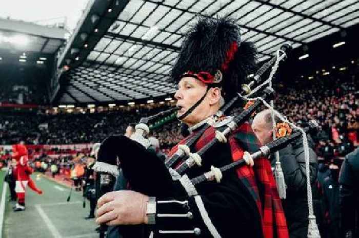 Denis Law remembered as Man United pay emotional tribute at Old Trafford with bagpipers