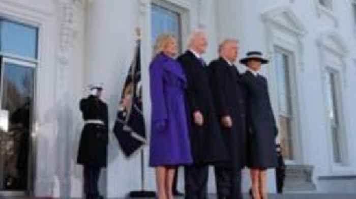 'Welcome home': Bidens greet Trumps at White House