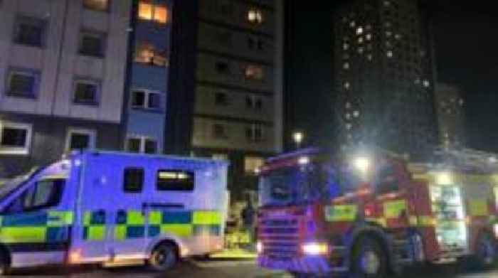 Tower block residents treated after fire breaks out