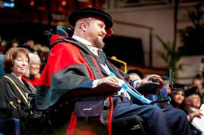 Honorary degree awarded to paralysed former Leicester Tigers player Matt Hampson OBE